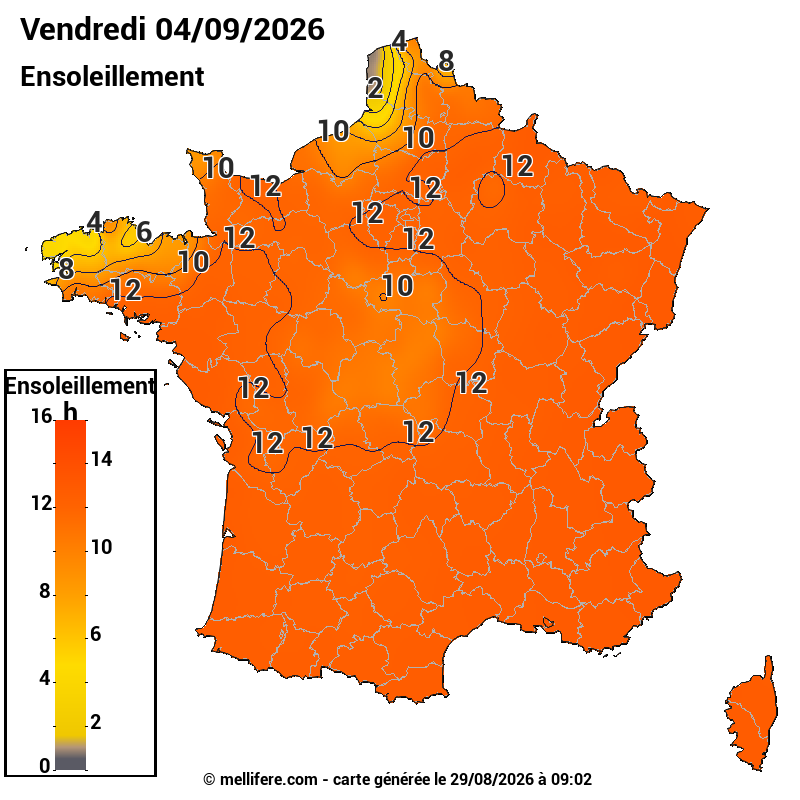 Prévision ensoleillement 29/08