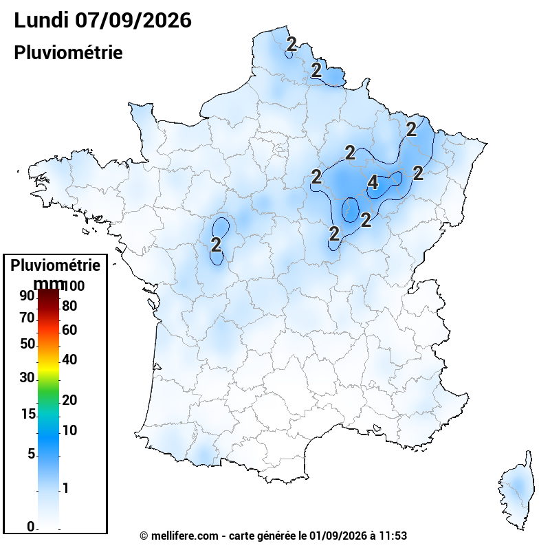 Prévision Pluviométrie 07/09
