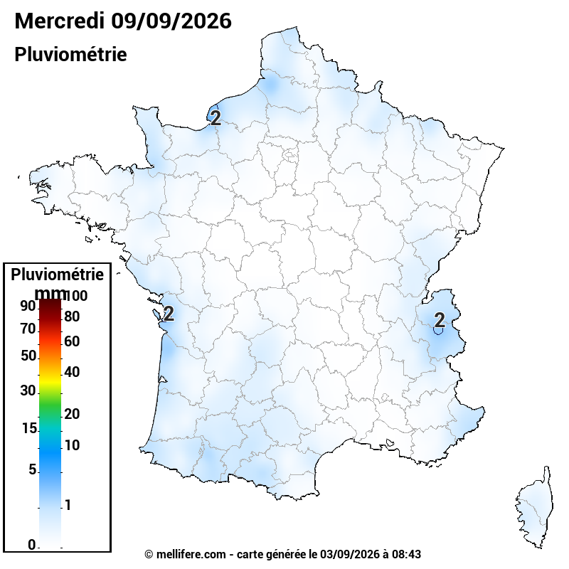 Prévision Pluviométrie 09/09