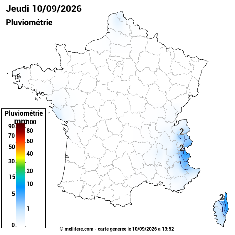 Prévision Pluviométrie 10/09