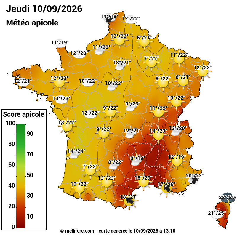 Carte des scores abeilles 10/09