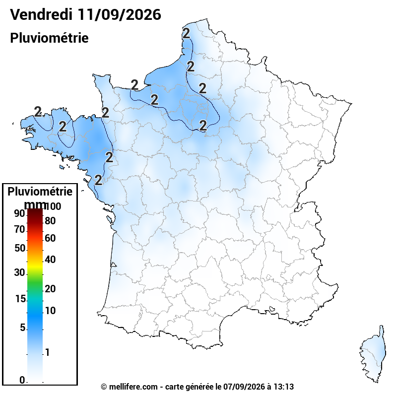 Prévision Pluviométrie 11/09