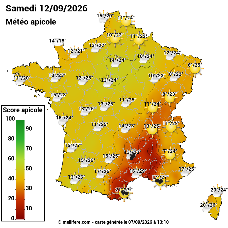 Carte des scores abeilles 12/09
