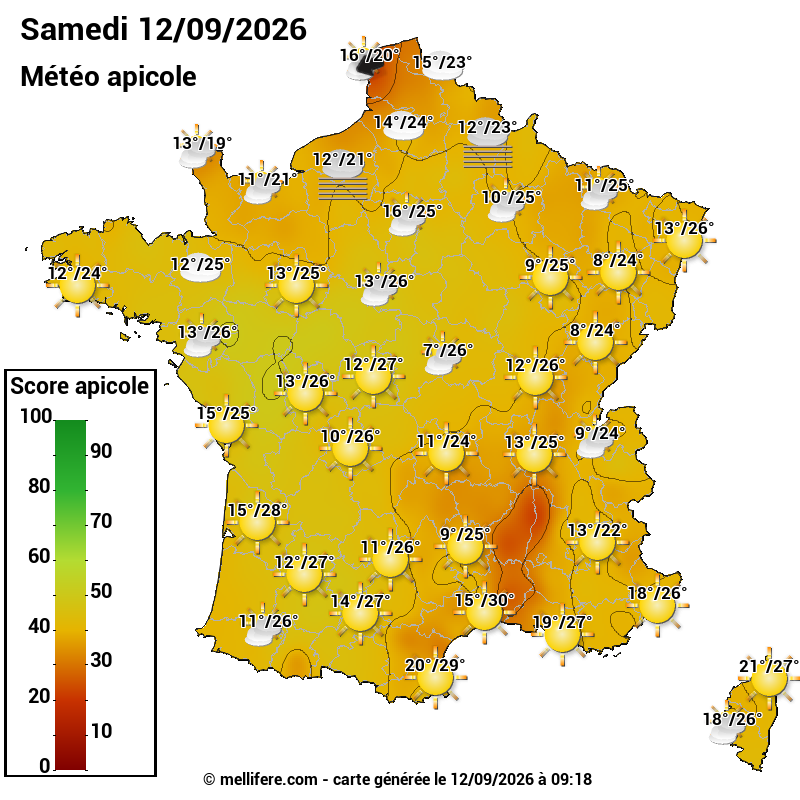 Carte des scores abeilles 12/09