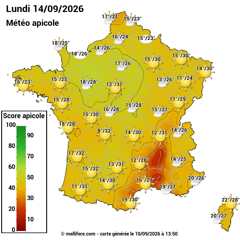 Carte des scores abeilles 14/09
