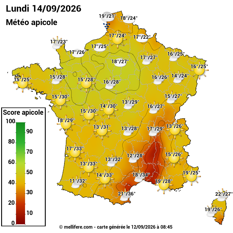Carte des scores abeilles 14/09