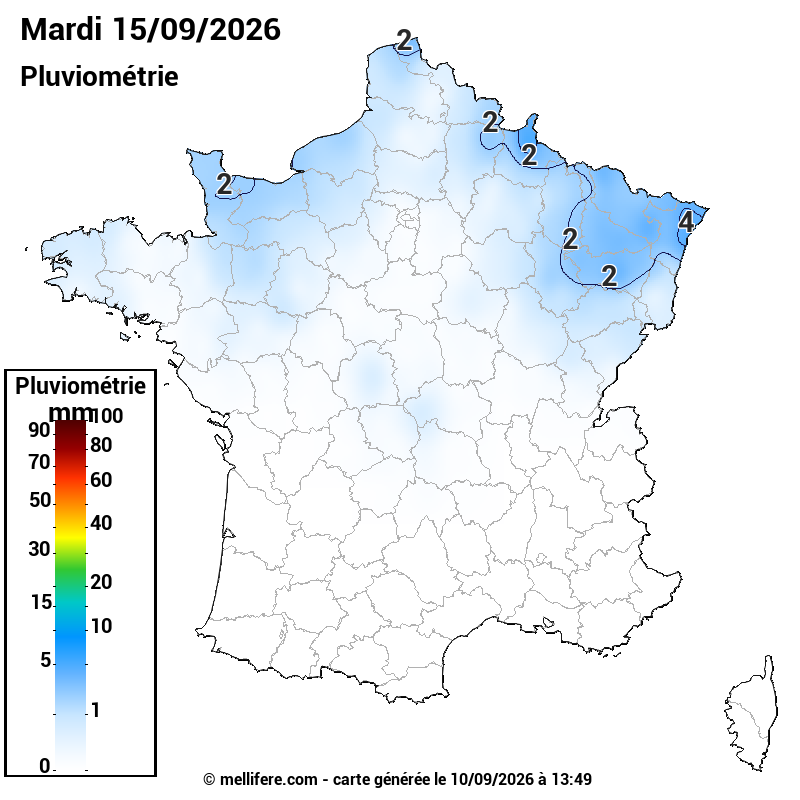Prévision Pluviométrie 15/09