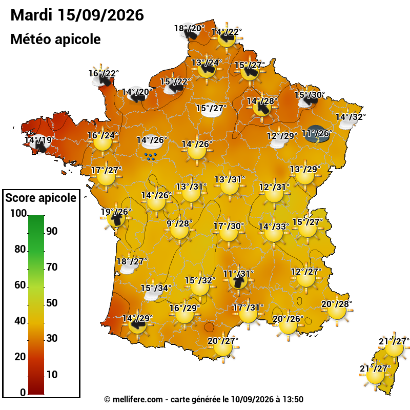 Carte des scores abeilles 15/09