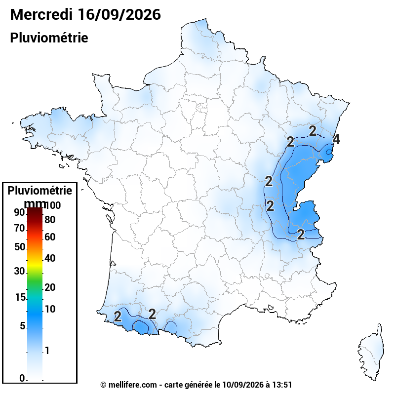 Prévision Pluviométrie 16/09