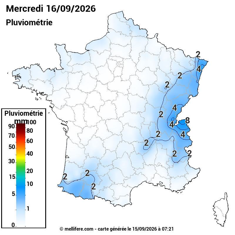 Prévision Pluviométrie 16/09