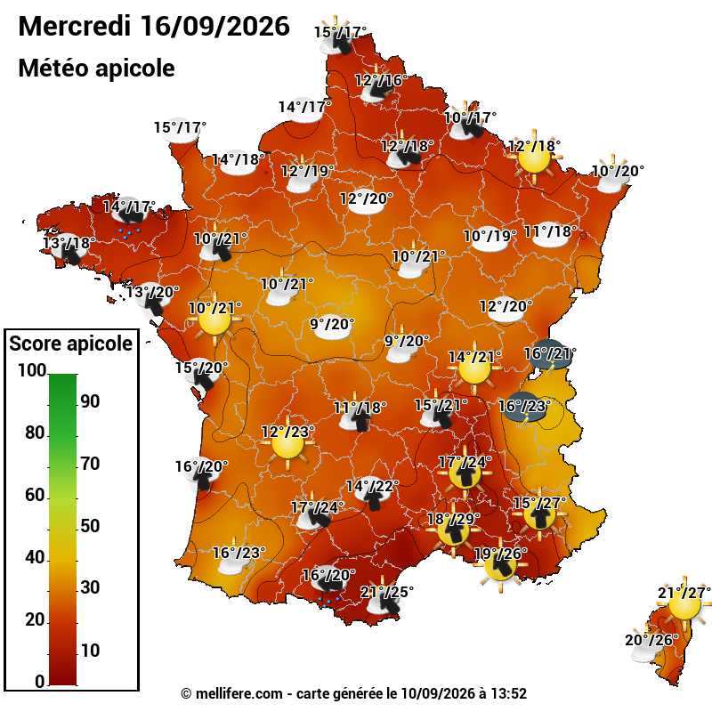 Carte des scores abeilles 16/09