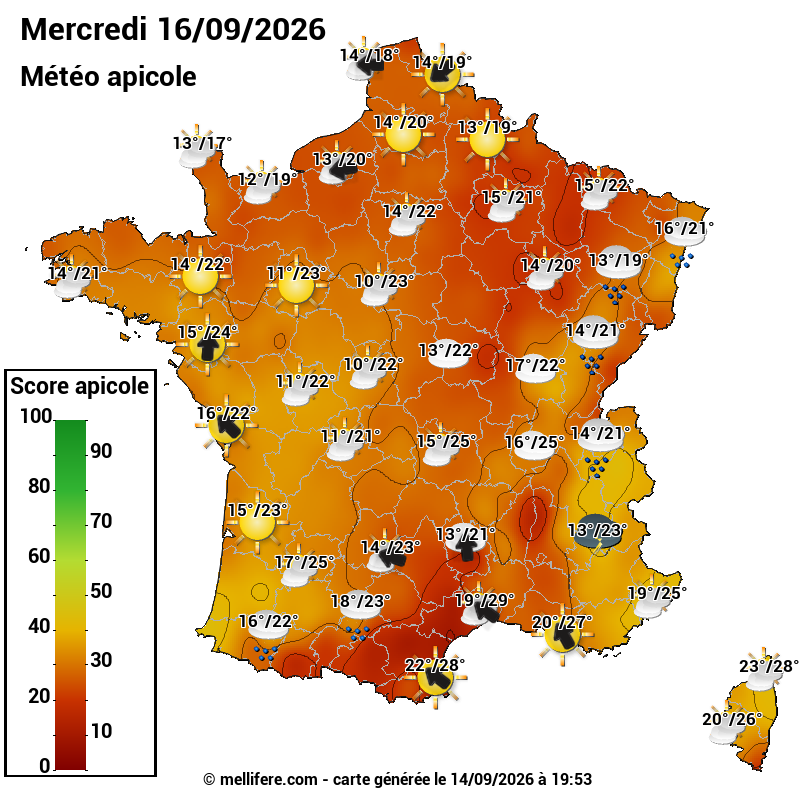 Carte des scores abeilles 16/09
