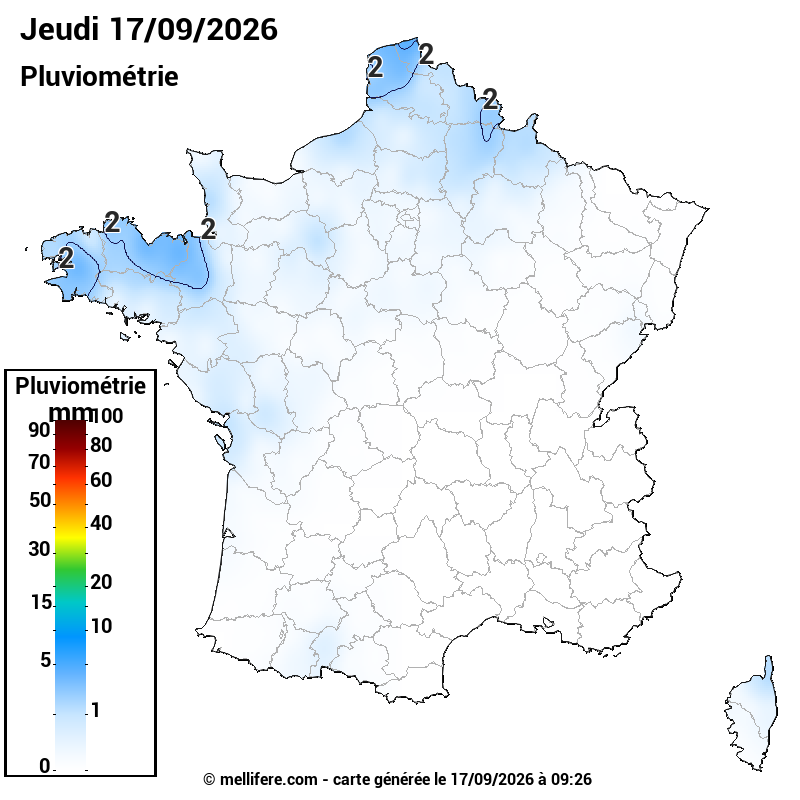 Prévision Pluviométrie 17/09