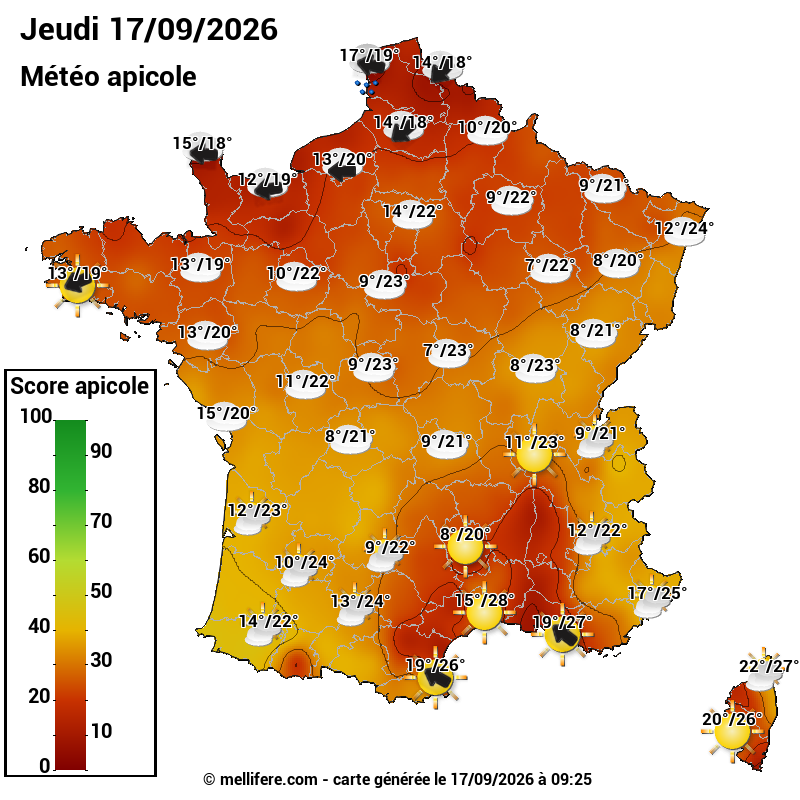 Carte des scores abeilles 17/09