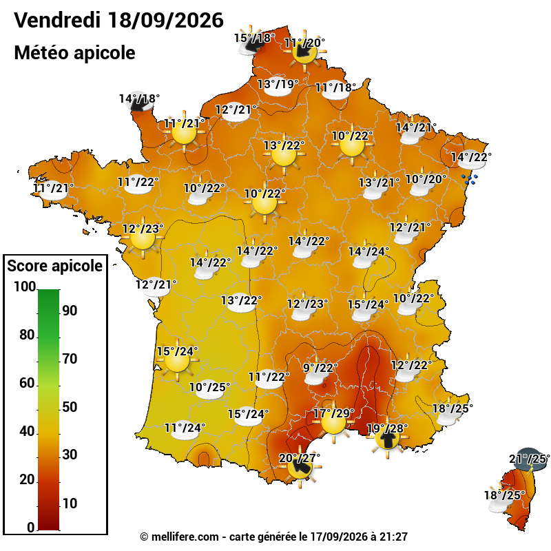 Carte des scores abeilles 18/09