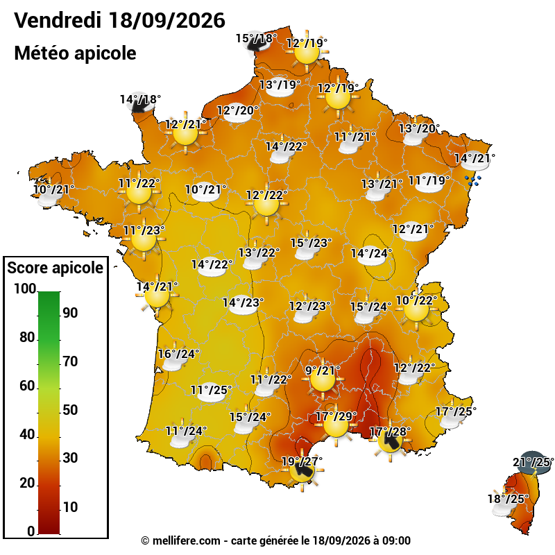 Carte des scores abeilles 18/09