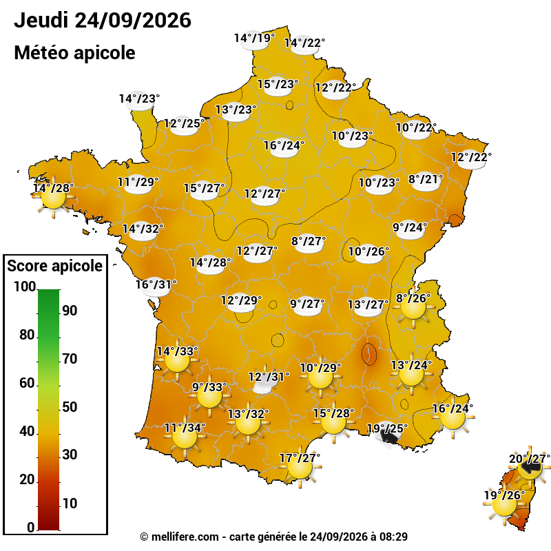 Carte des scores abeilles 24/09