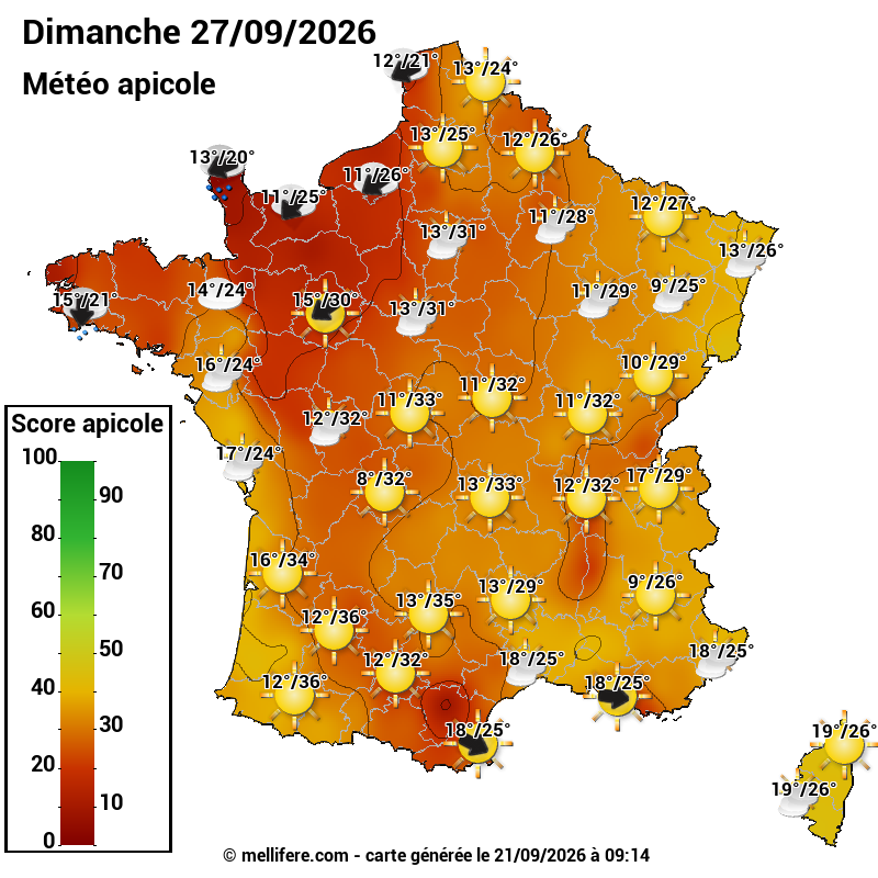 Carte des scores abeilles 27/09