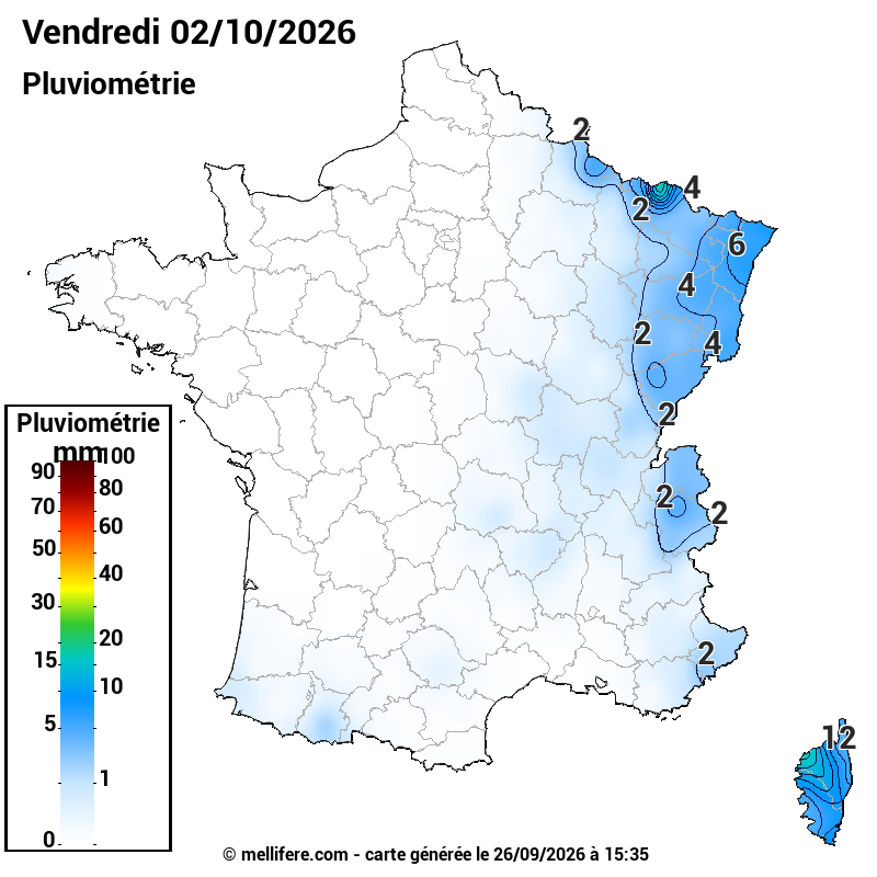 Prévision Pluviométrie 02/10