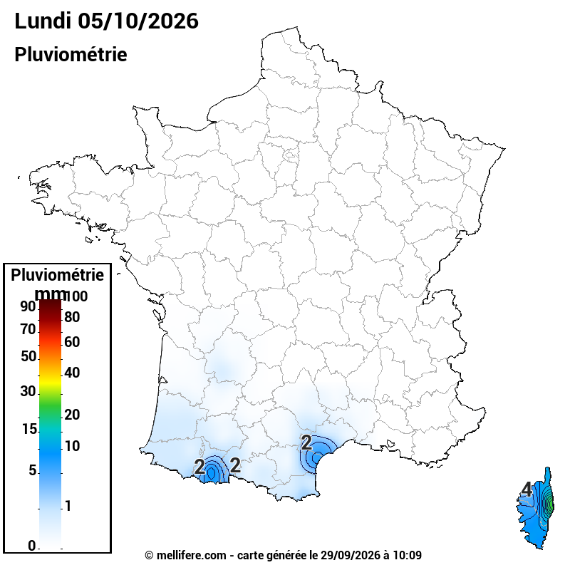 Prévision Pluviométrie 05/10