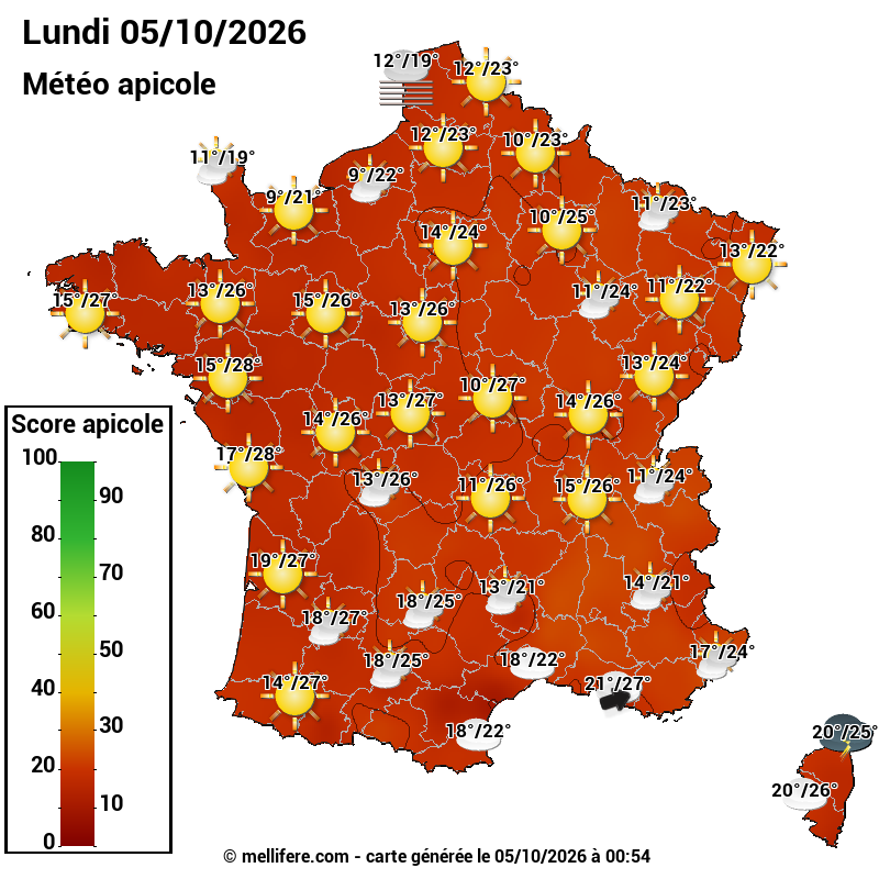 Carte des scores abeilles 05/10