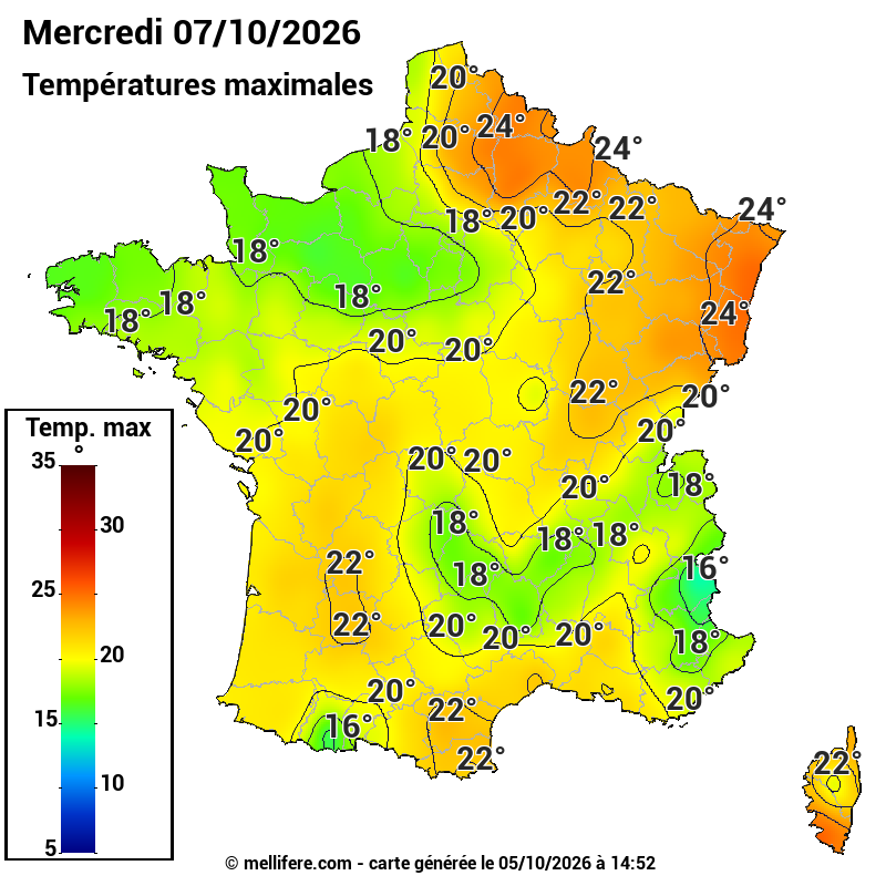 Prévision Températures maxi07/10