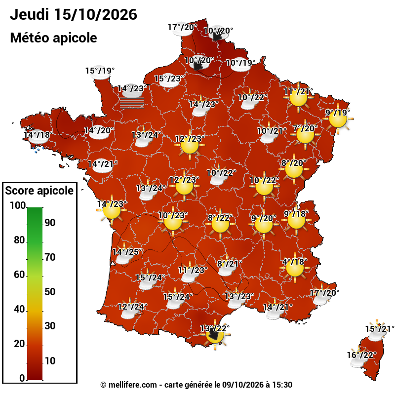 Carte des scores abeilles 15/10