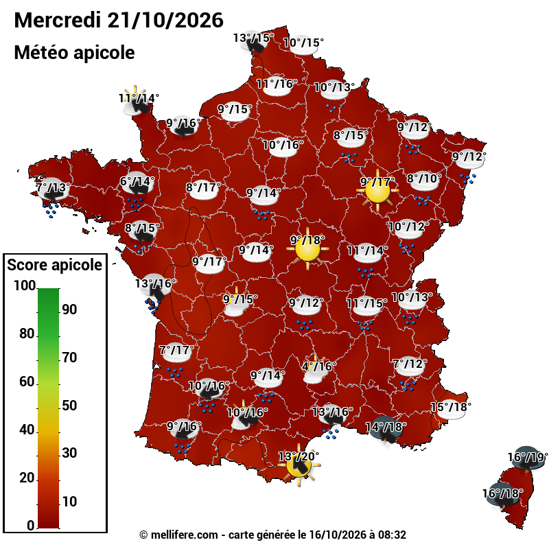 Carte des scores abeilles 21/10