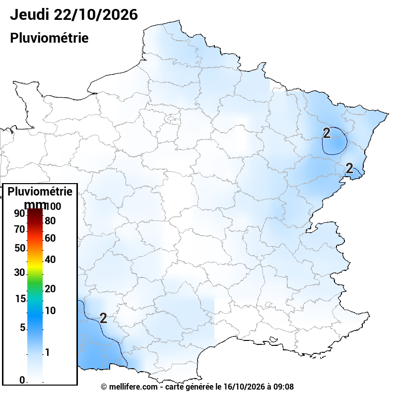 Prévision Pluviométrie 22/10