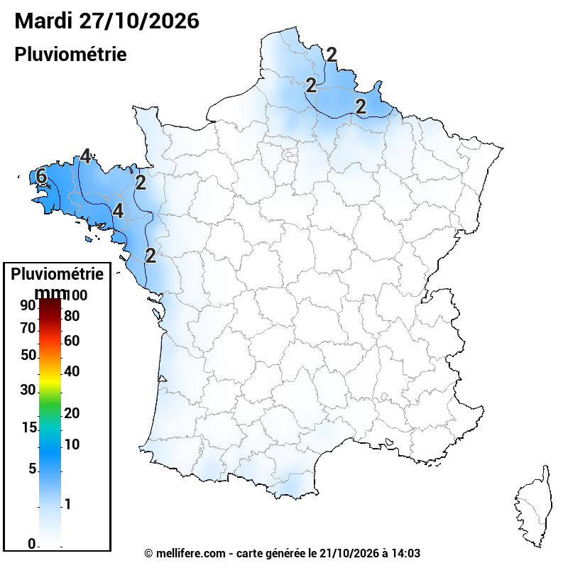 Prévision Pluviométrie 27/10