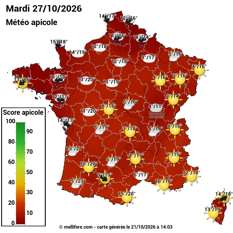 Carte des scores abeilles 27/10