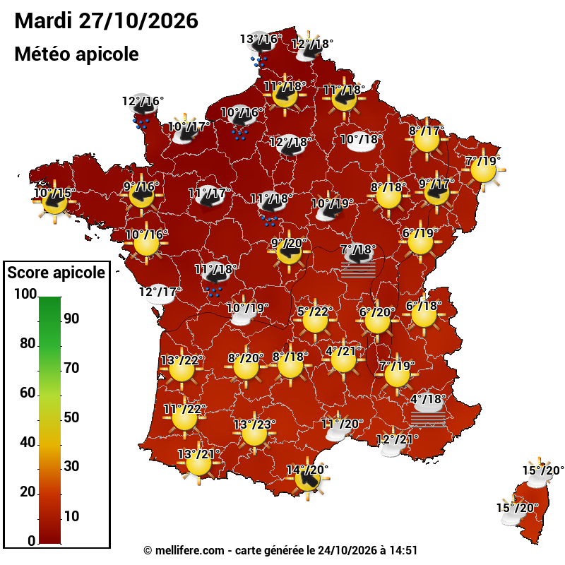 Carte des scores abeilles 27/10