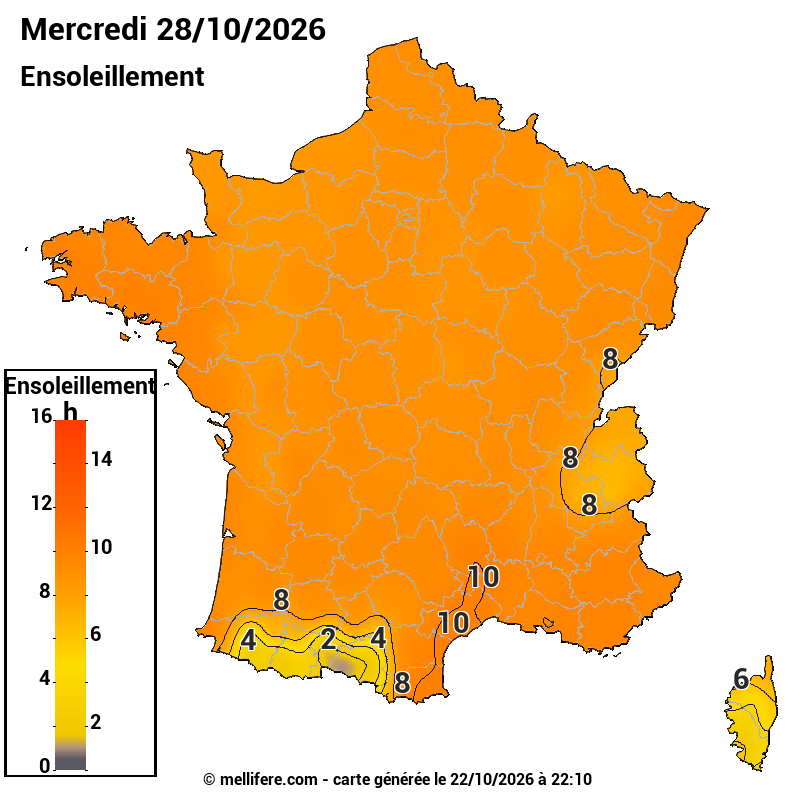 Prévision ensoleillement 22/10