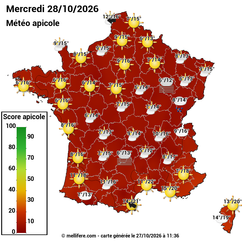 Carte des scores abeilles 28/10