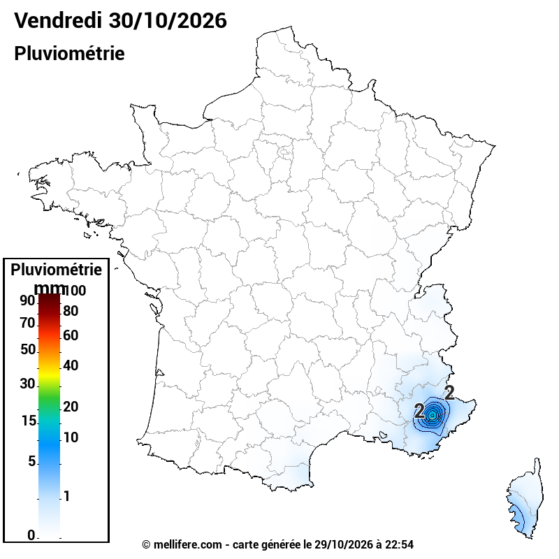 Prévision Pluviométrie 30/10