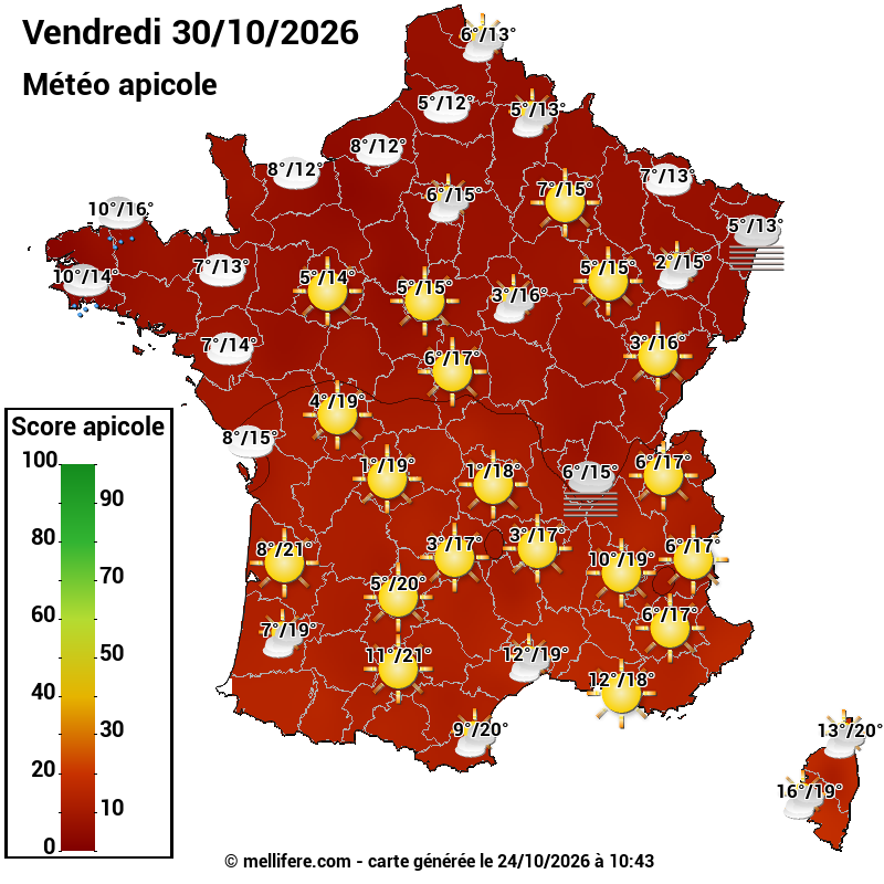 Carte des scores abeilles 30/10