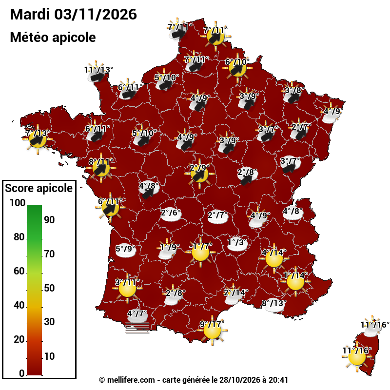 Carte des scores abeilles 03/11